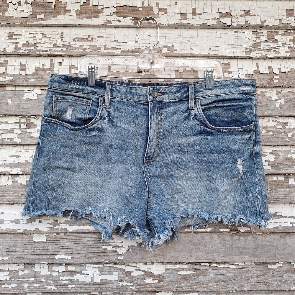Kut from the Kloth Distressed Blue Denim Jean Shorts